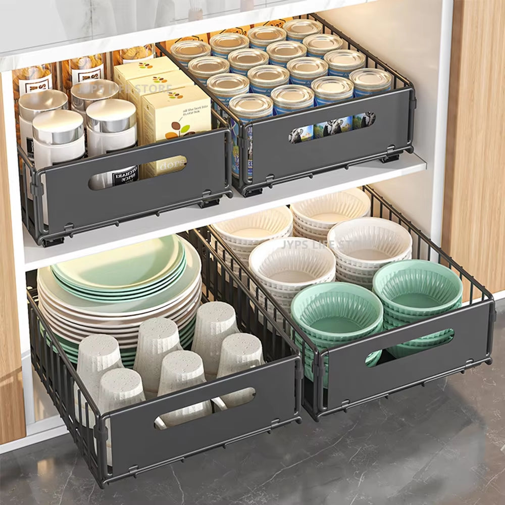 Pull-Out Kitchen Storage Rack – Sliding Cabinet Organizer for Spices, Bottles & More