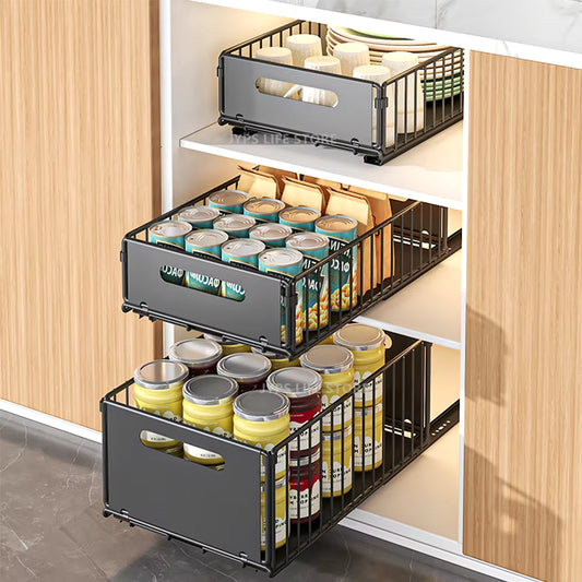 Pull-Out Kitchen Storage Rack – Sliding Cabinet Organizer for Spices, Bottles & More